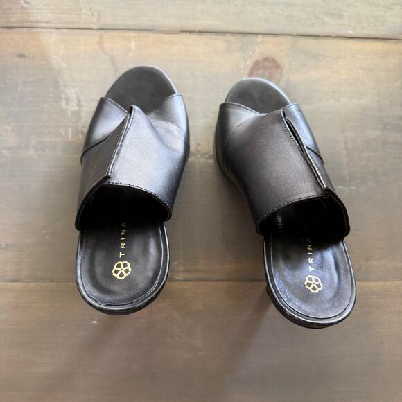 Trina Turk Black Laguna Leather Heel Sz 6.5 - Picture 8 of 15